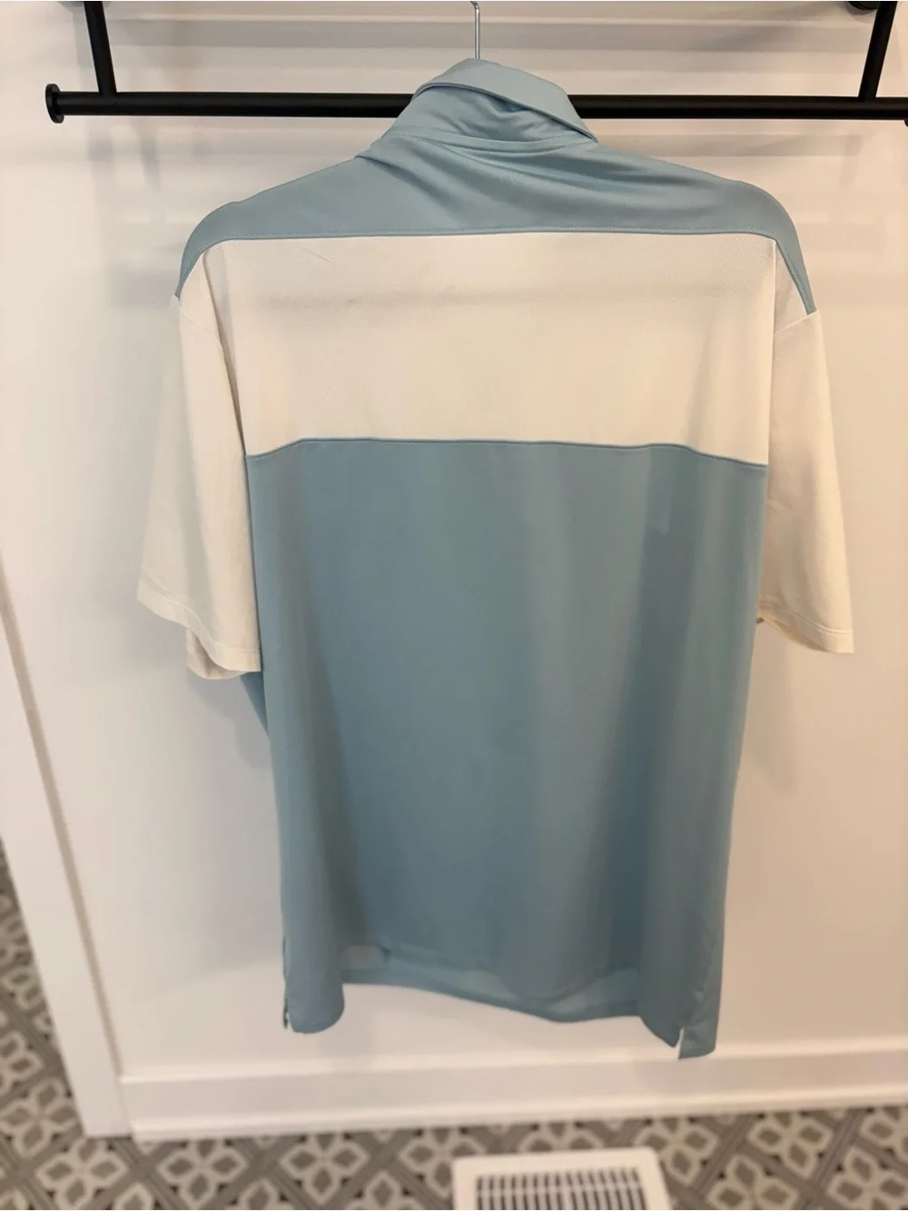 Nike Men's Two-Tone Light Blue and White Dri-FIT Polo - Picture 3 of 4